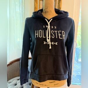 Hollister Navy Hoodie with White Logo